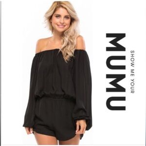 Show Me Your Mumy Large Black Off the Shoulder Romper